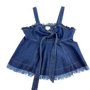 Madewell by Karen Walker Raw Edged Dark Denim Trianon Top Sz 8